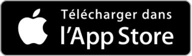 Bouton noir avec le logo Apple et le texte "Télécharger dans l'App Store"