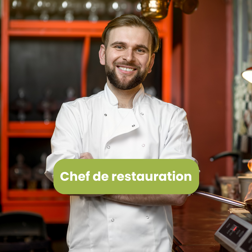 Photo d'un cuisinier avec le texte "chef" sur fond vert